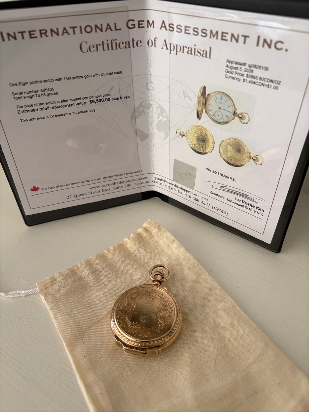 Beautiful 14k hunter case Elgin pocket watch